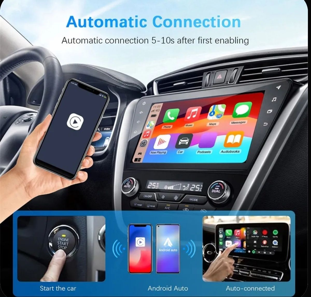 2 в 1 беспроводной Carplay Android Auto адаптер WiFi BT Connect