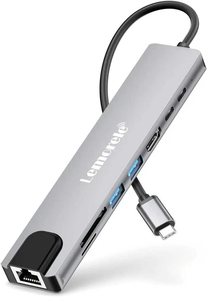 USB C хъб - Lemorele 8-в-1 многопортов адаптер с 4K HDMI