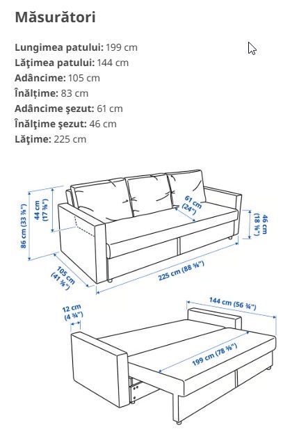 Vand canepea ikea extensibila - 3 locuri