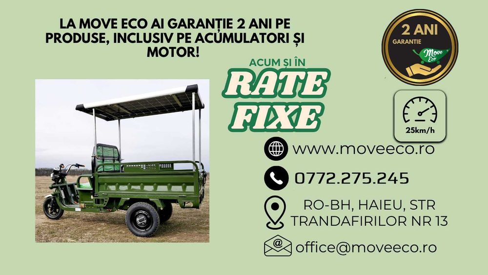 Triciclu electric omologat 60V-20Ah /optional Panou Fotovoltaic/Solar