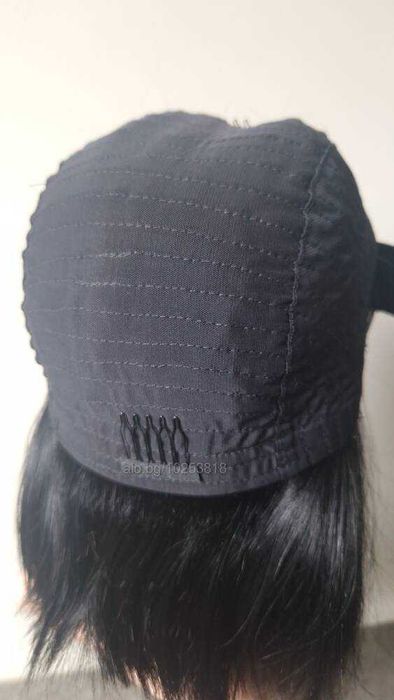 Бразилска човешка коса 30 см. черна естествена перука с дантела 4Х4