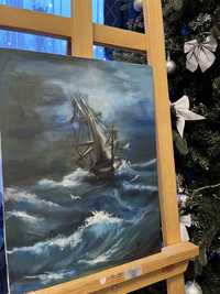 Картина маслом «шторм» «море»
