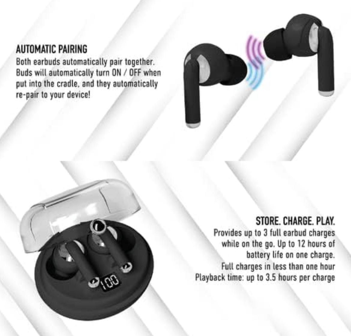 Безжични Bluetooth слушалки Gabba Goods TrueBuds Chrome батерия 12часа