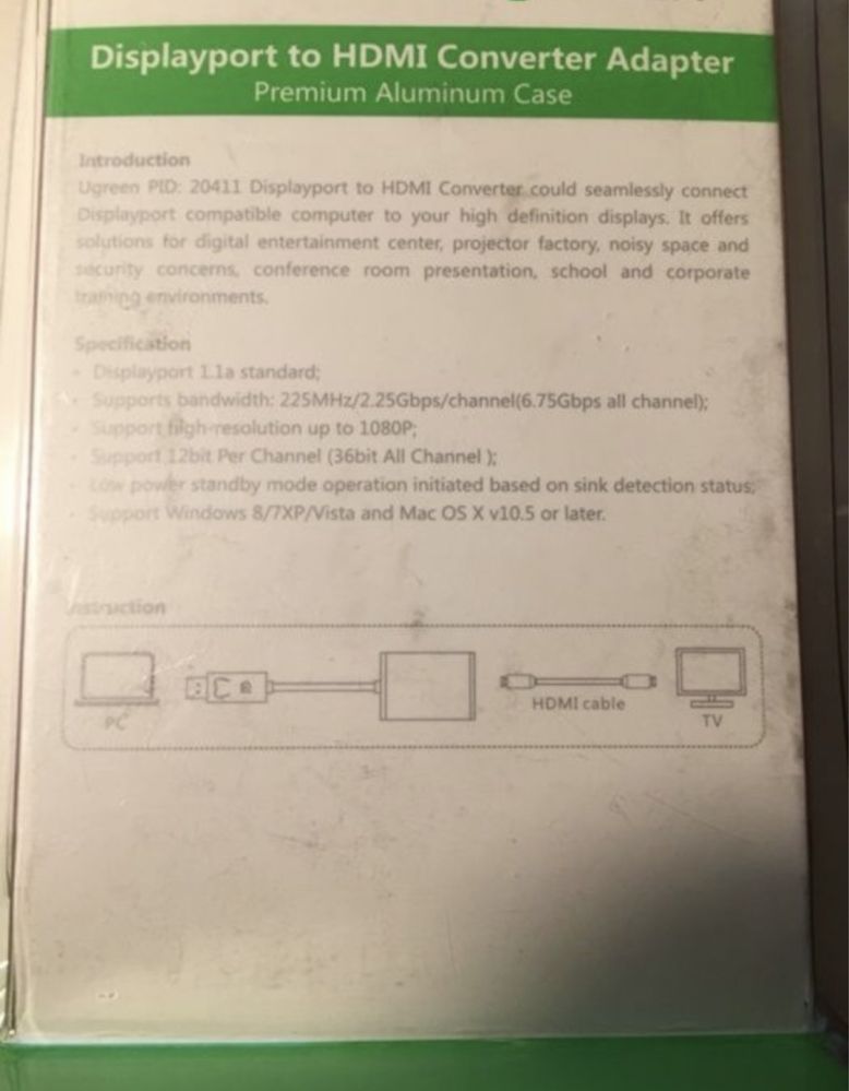 Convertor Displayport to HDMI adaptor nou nout sigilat in cutie!!