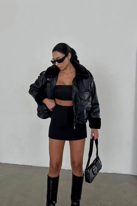 Късо кожено бомбер яке