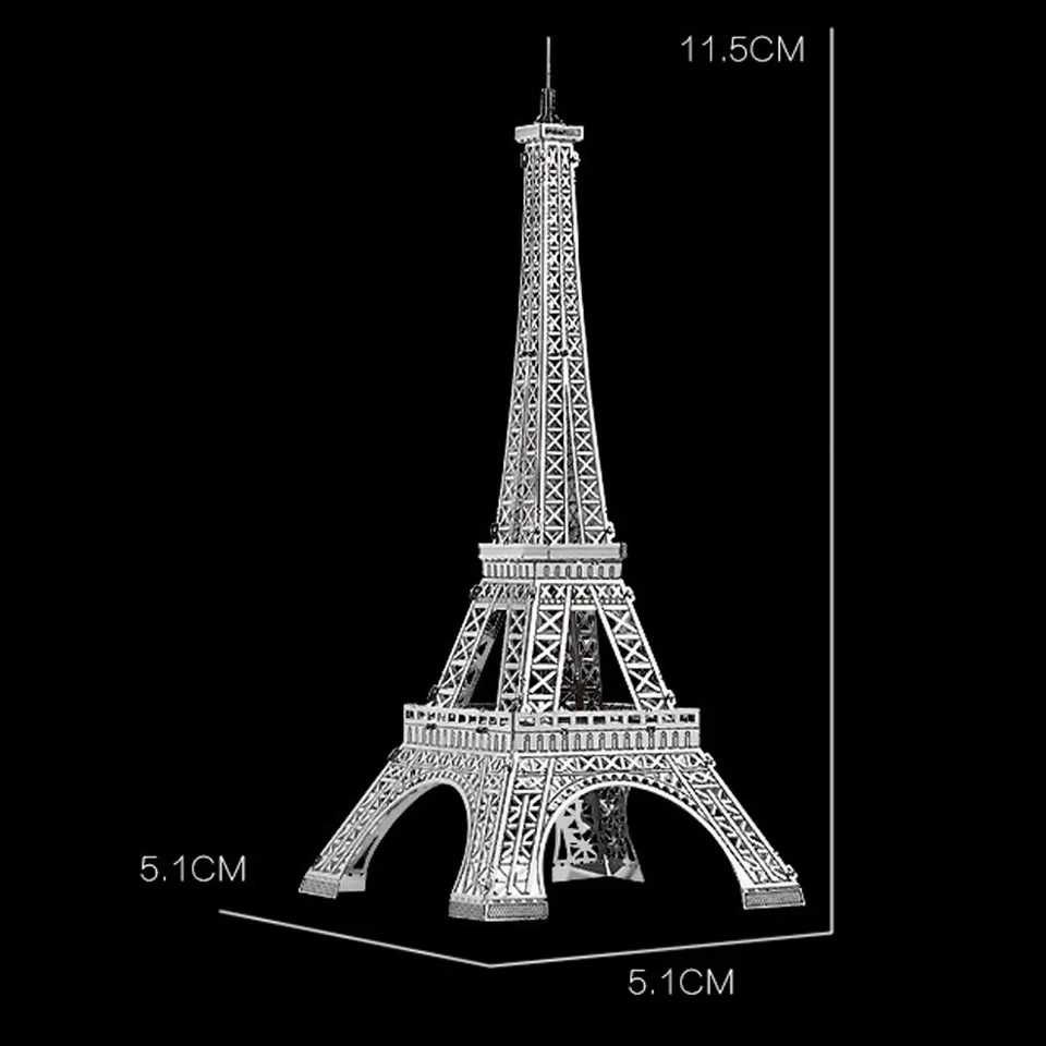 Puzzle 3D metalic Tour Eiffel. Oțel inoxidabil. Macheta nu se desface.