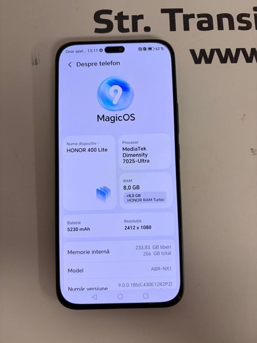 Telefon HONOR 400 Lite, Dual SIM, 8GB RAM, 256GB, Velvet Black -T-