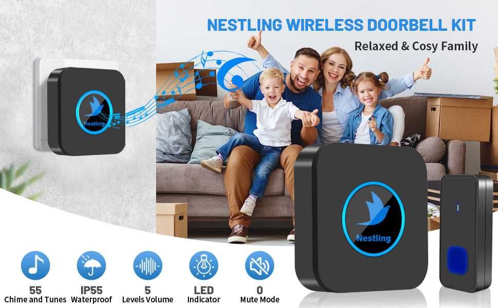 Безжичен звънец Nestling 300 метра, 55 мелодии