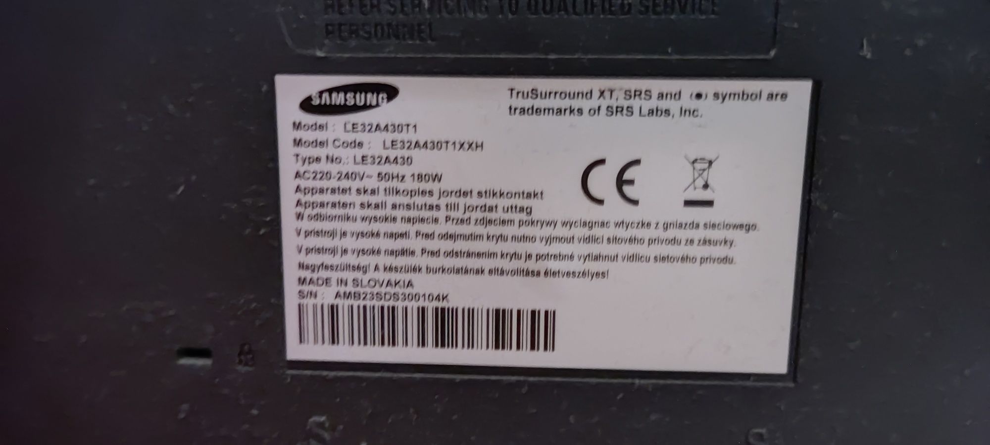 Tv Samsung LE32A430T1XXH defect, ecran întreg.