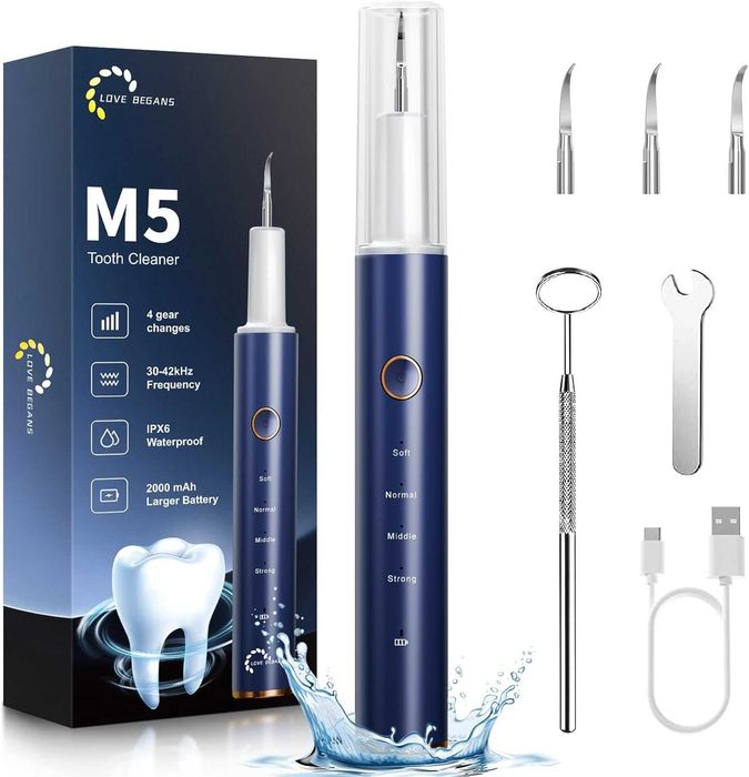 Set Profesional de Curățare a Dinților cu Ultrasunete, 4 Capete/Moduri