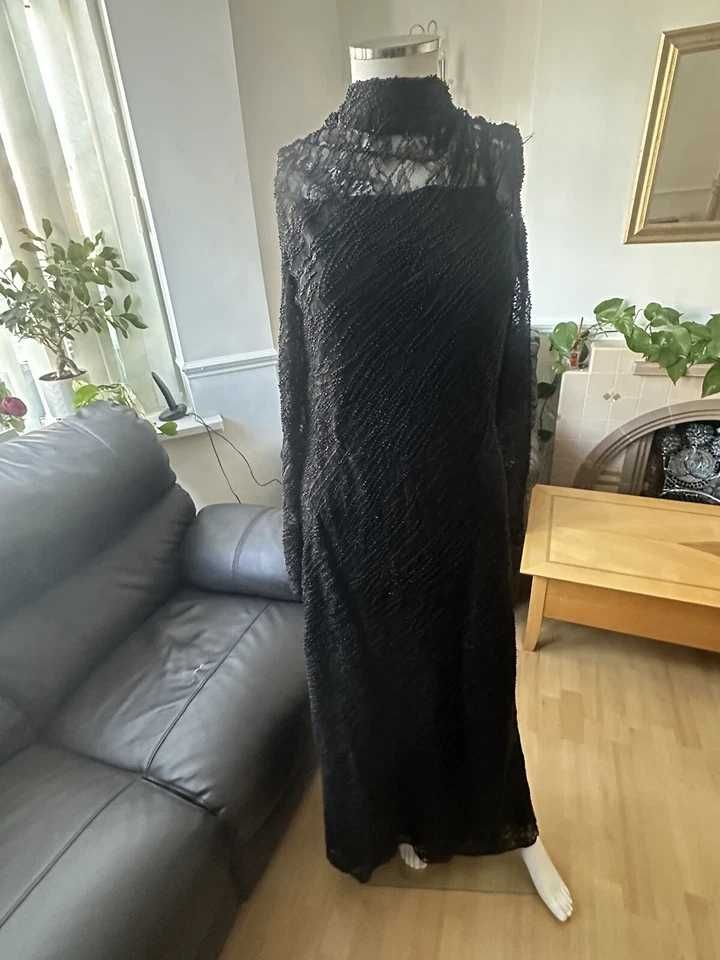 Zara Rochie maxi cu paiete și mărgele dantela spate gol