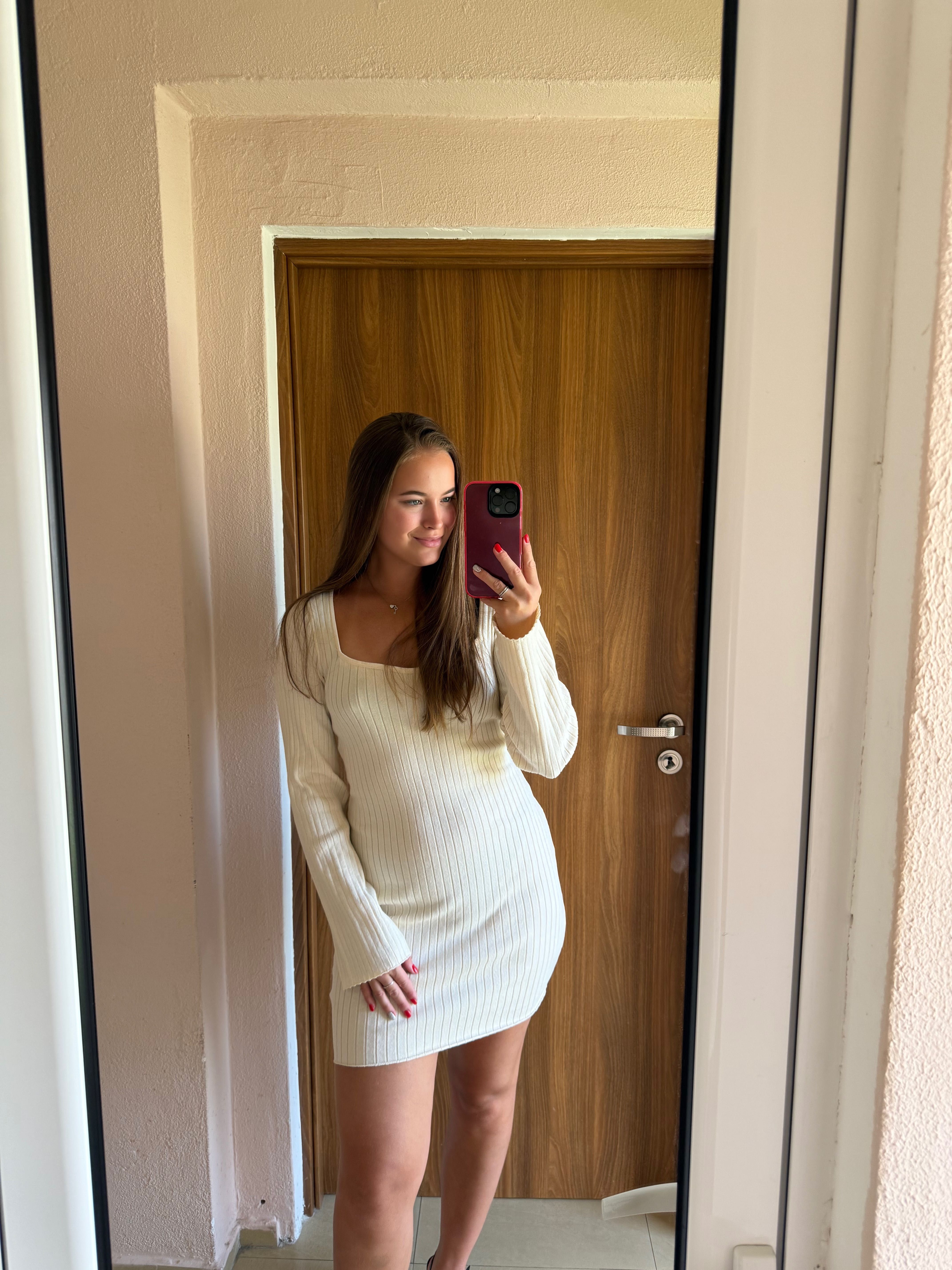Рипсена бяла рокля DIVIDED by H&M – размер M