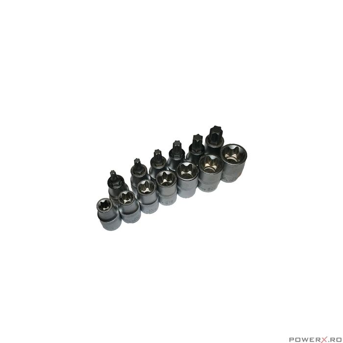 Trusa biti si chei tubulare torx si tip E, 1/2", 23 piese, Asta