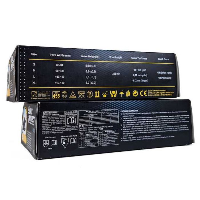 Здрави Автосервизни Черни Нитрилни Ръкавици 6.5 гр.