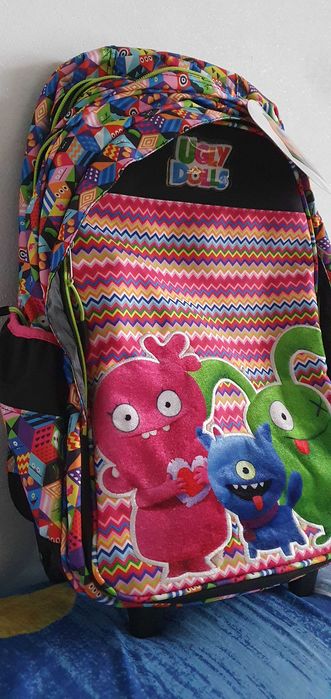 Ghiozdan troler Nou cu papusile Ugly Dolls, 3 compartiment, 2 buzunare