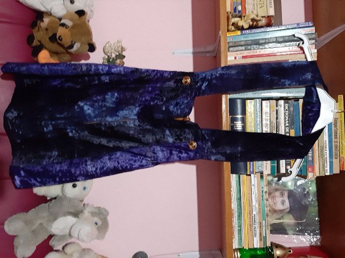 Sarafan de blugi original cu broderie, Sarafan catifea albastru