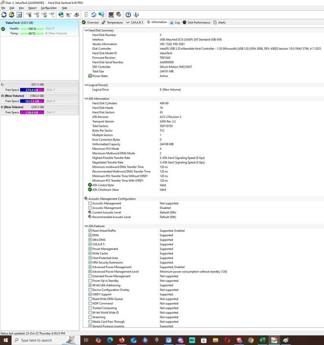 Solid-State Drive (SSD) ValueTech 256GB 2.5" SATA3 bulk