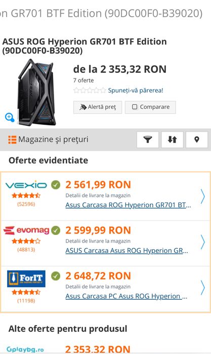 Carcasa PC Asus ROG Hyperion BTF neagra [600 lei mai putin vs magazin]