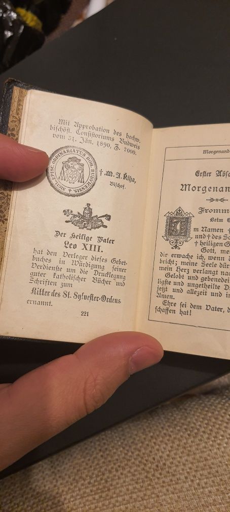 Vând carte veche religioasa în limba germană din 1890