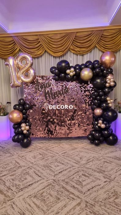 Panou cu paiete si baloane - decor Shimmer Sequin wall si baloane