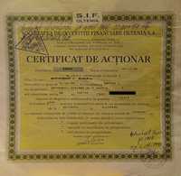 Vând certificat acționar