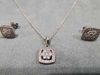 Set bijuterii argint - lant, pandantiv si cercei cu cristale zirconiu