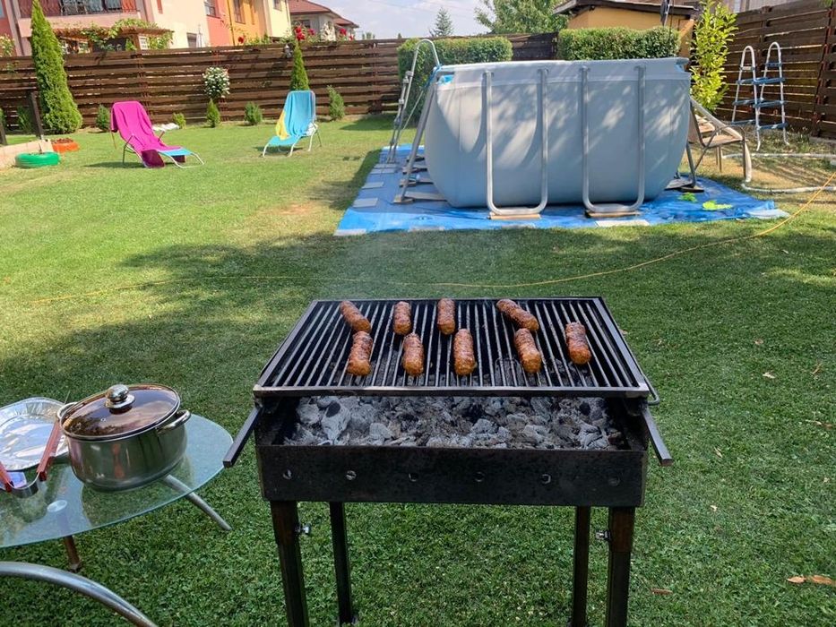 Gratar gril de gradina cu trei nivele si plita de copt legume sau fri