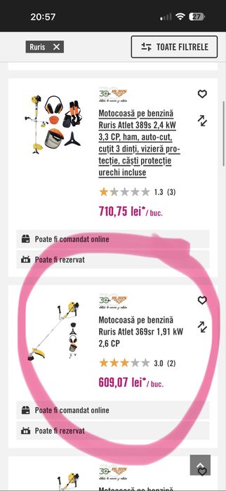 Vand motocoasa Ruris