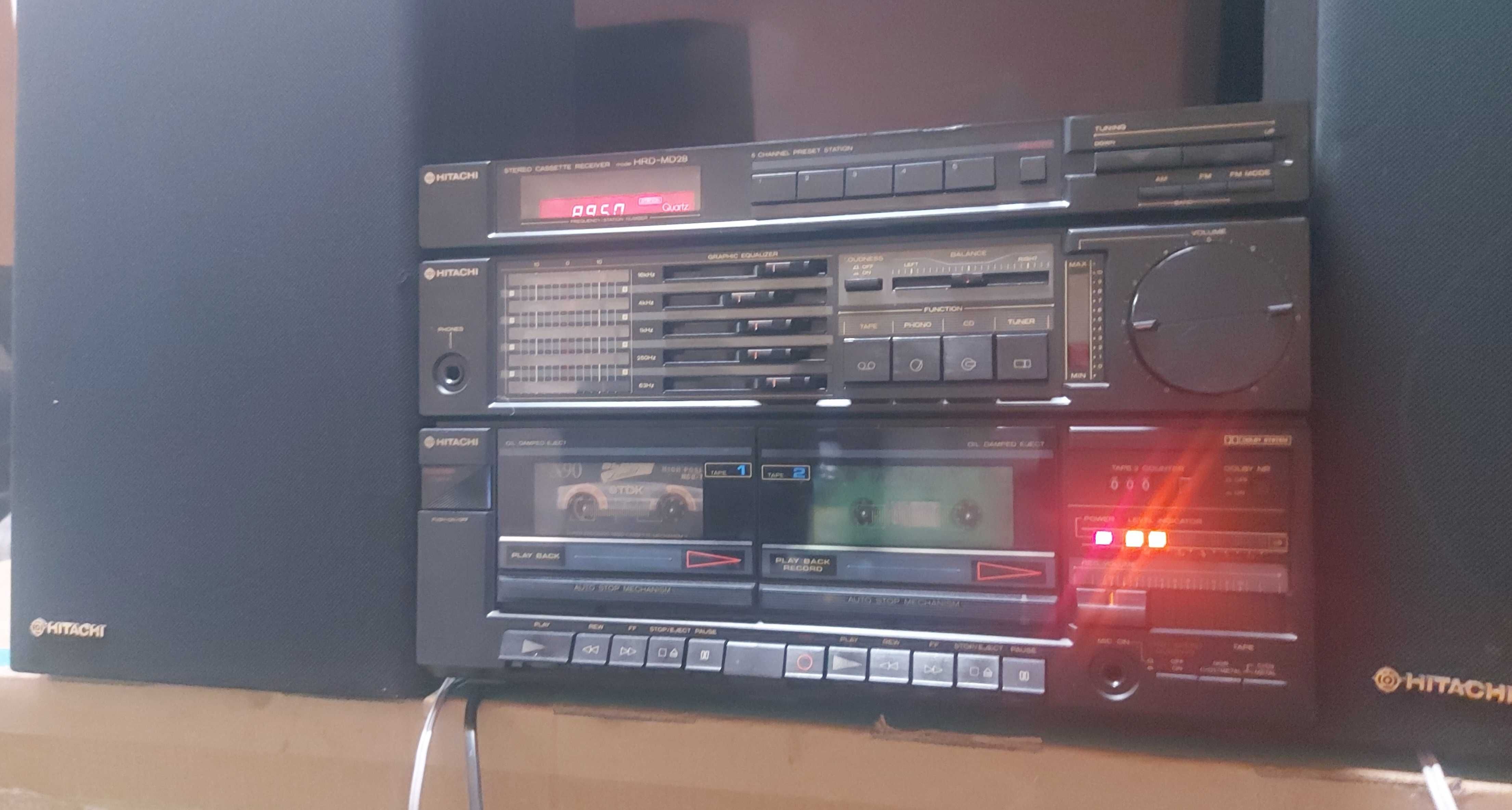 Hitachi HRD-MD28 & Htachi HS-E38 AM-FM Stereo Cassette Recorder & 2Way