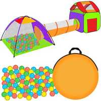Игрален детски кът с две палатки, 200 топки и тунел - 270см