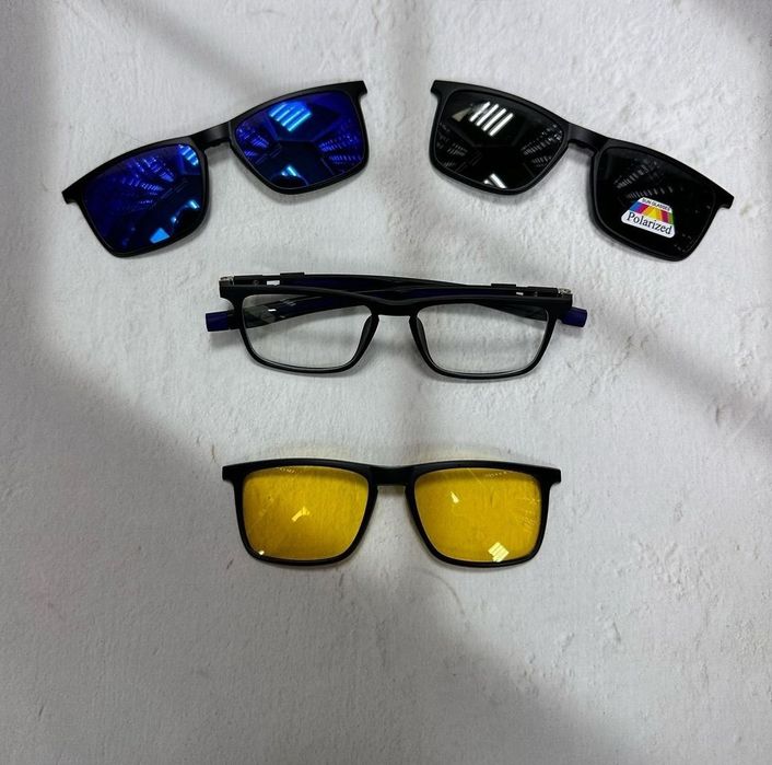 Продам очки унисекс 3 насадками на магните и выдвигающимися заушниками