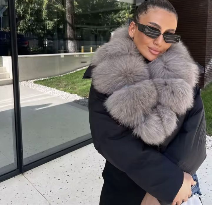 Geaca cu blana de vulpe s