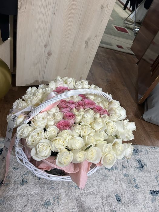 цветы 101 роза в карзине