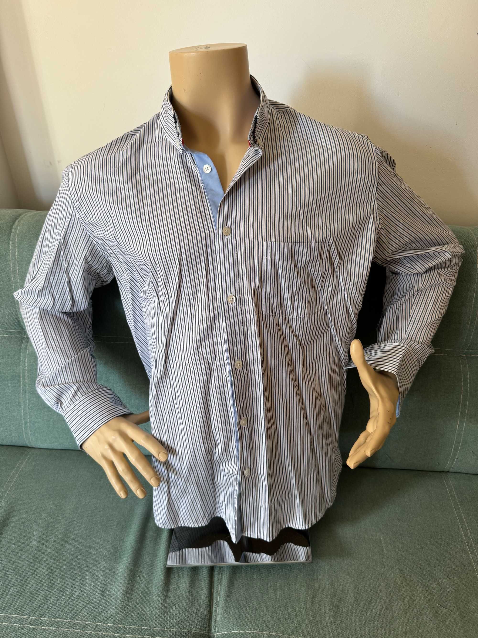 Frant / Франт – нова стилна раирана мъжка риза, XL, блуза, мъжки ризи