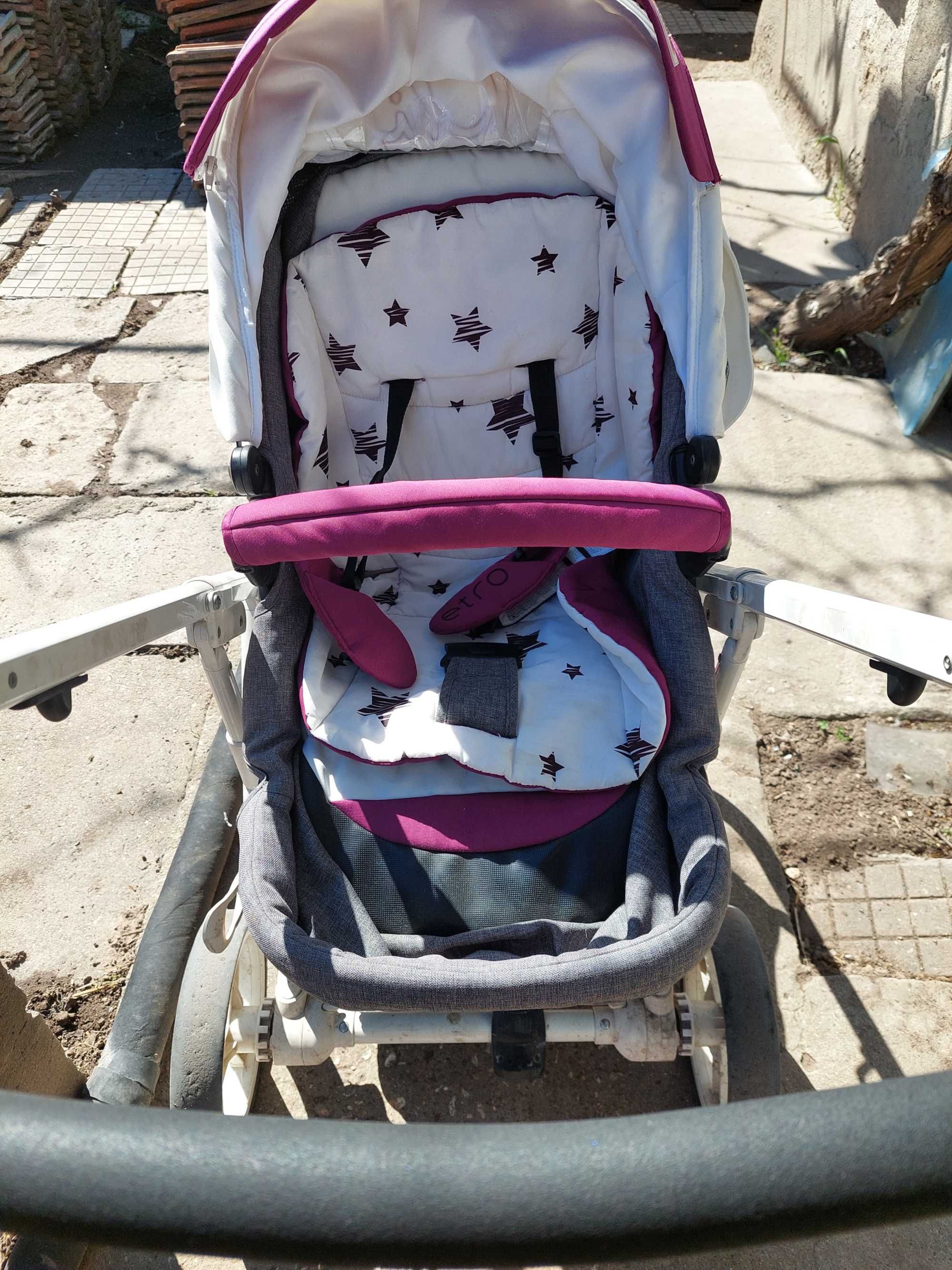 Комбинирана бебешка количка Chipolino ЕТРО 2в1 Бургунди 2016