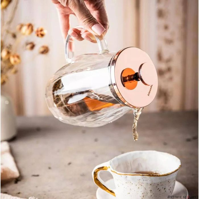 Infuzor, aparat din sticla cu piston pentru cafea, ceai, culoare