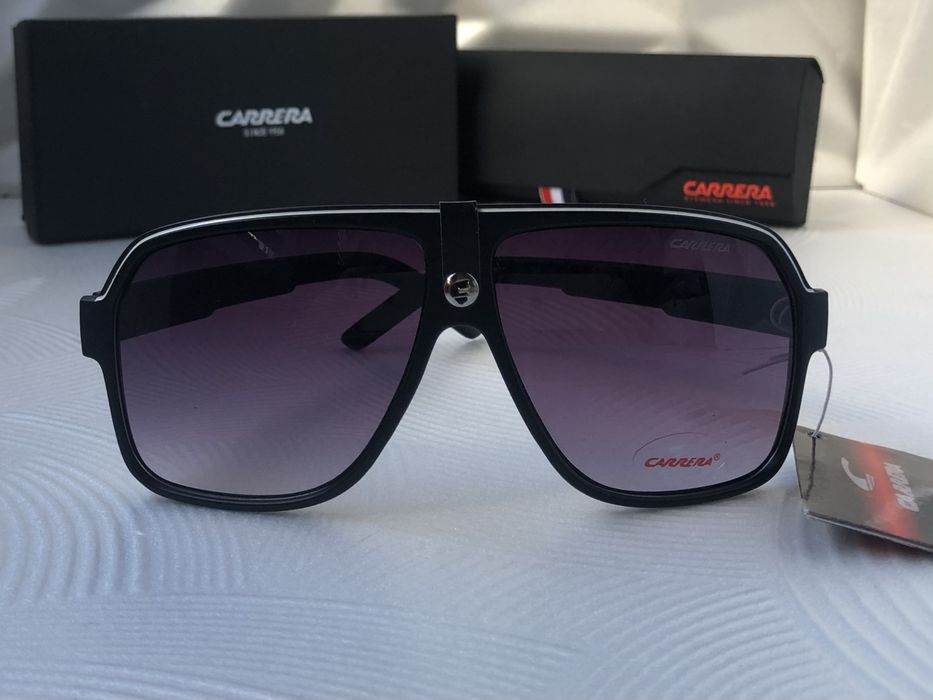 Мъжки слънчеви очила маска carrera черни с кожа