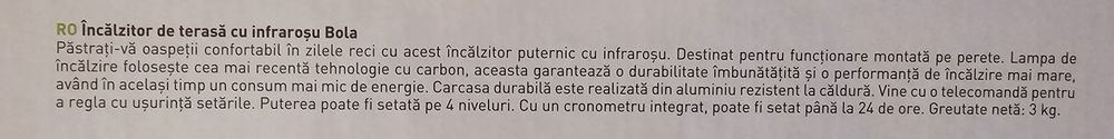 NOU!!! Încălzitor terasă 2500W