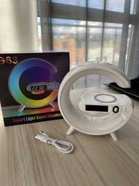 G63 Безжично зарядно , говорител, RGB лампа,часовник/аларма