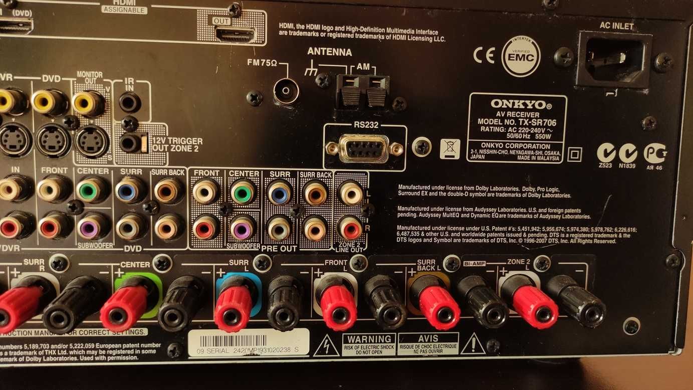 Receiver ONKYO TX-SR706, THX сертифициран