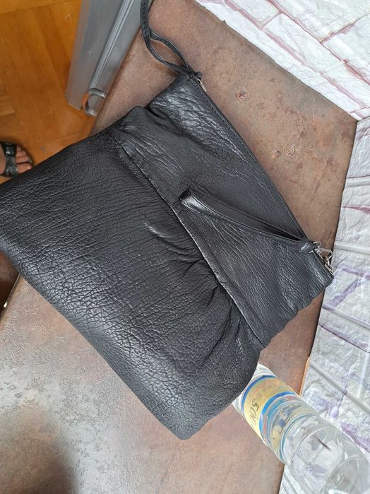 дамска чанта,малка черна чантичка,клъч,протмоне-естествена кожа