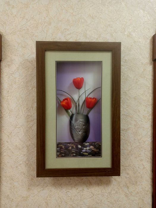 Объемная картина композиция кувшин с маками размер 26х42.