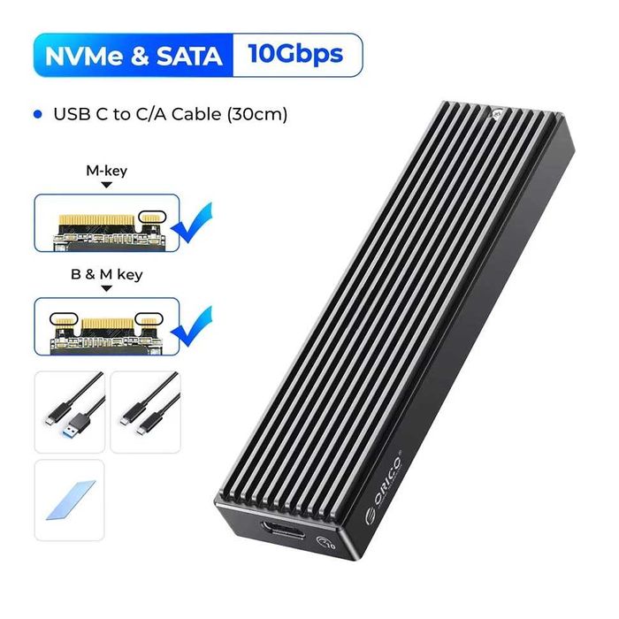 Carcasa ORICO M.2 SATA NVMe SSD Rack 10Gbps Extern USB 3.2 1TB 2TB