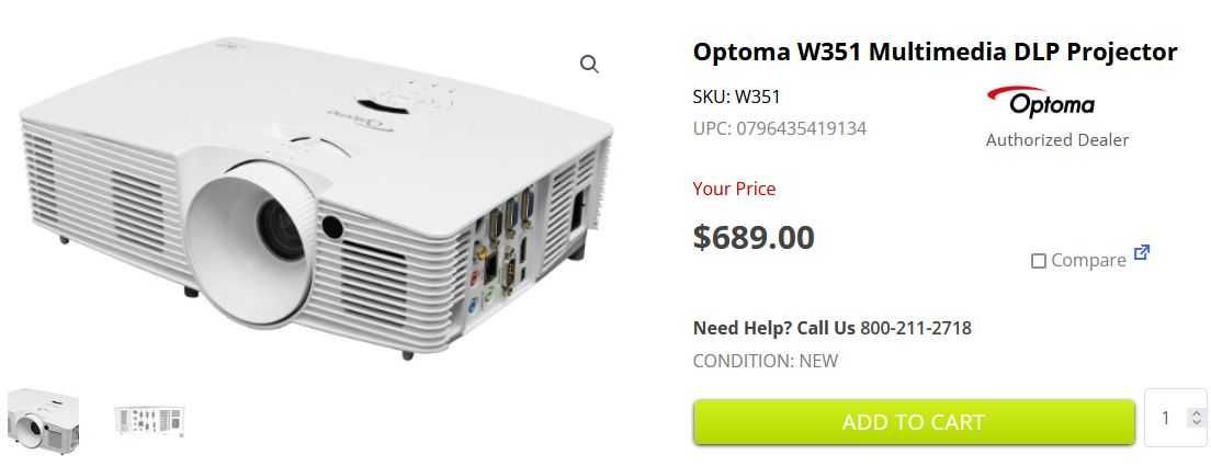 Videoproiector OPTOMA W351 FullHD 1080p