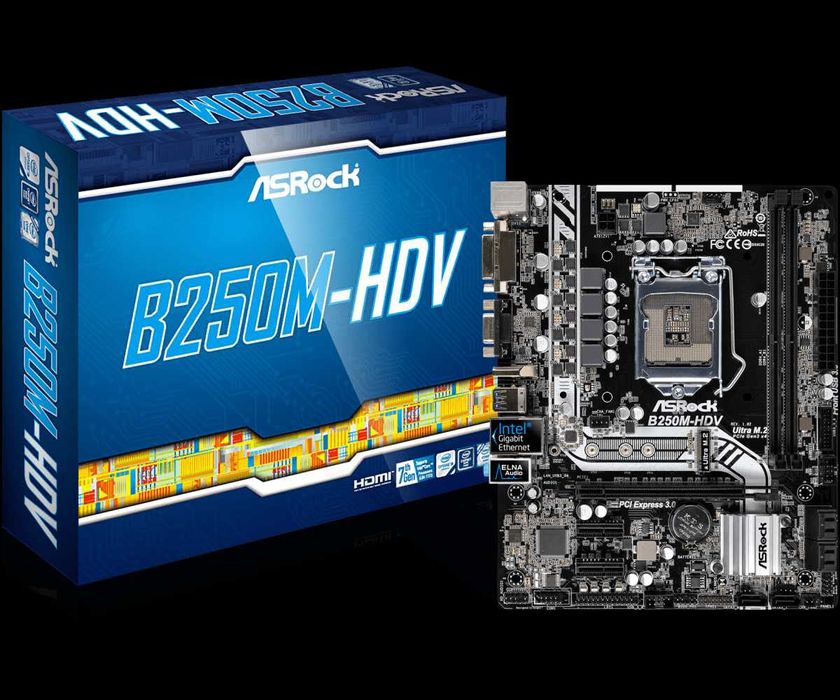 ASRock B250M HDV 1151 soket DDR4 holati ideal + garantiya