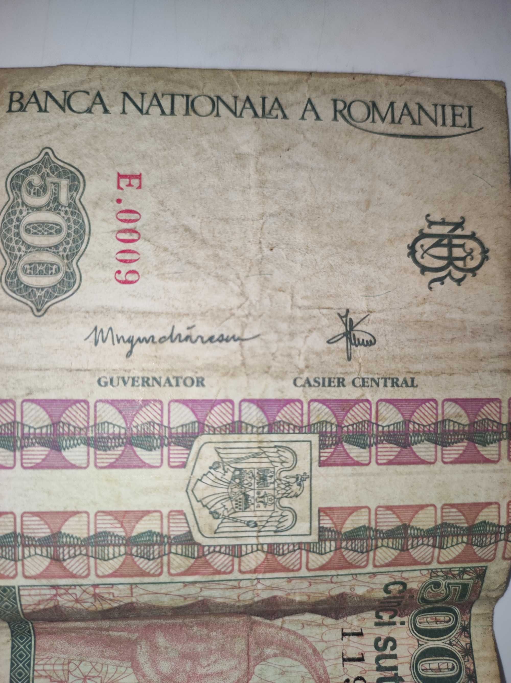 Vând bancnotă de 500 lei cu chipul lui Constantin Brâncuși din 1992