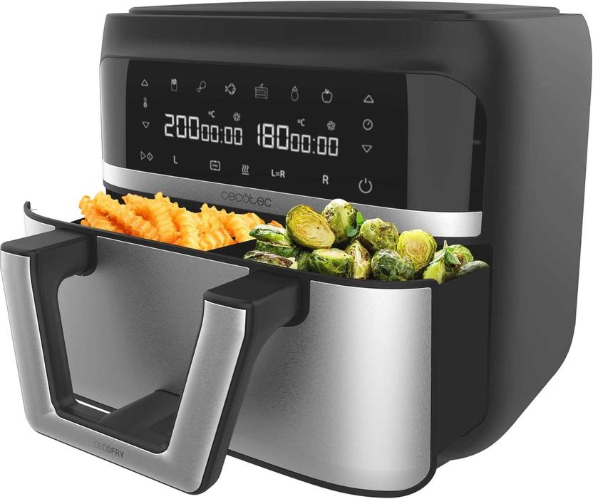 Фритюрник с горещ въздух Cecotec Cecofry Dual 9000, 2850W, 9л,AirFryer