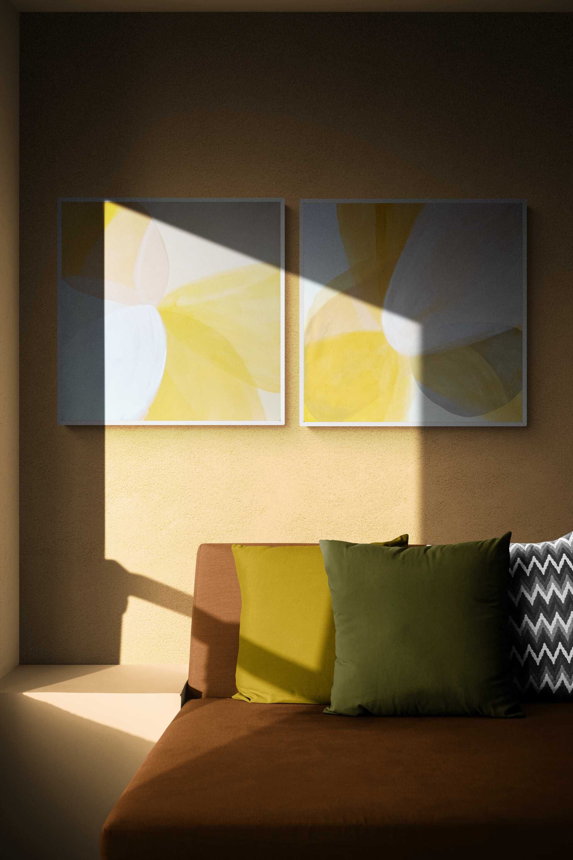 Set Sunshine - 2 tablouri originale, în culori acrilice, 50x50 cm