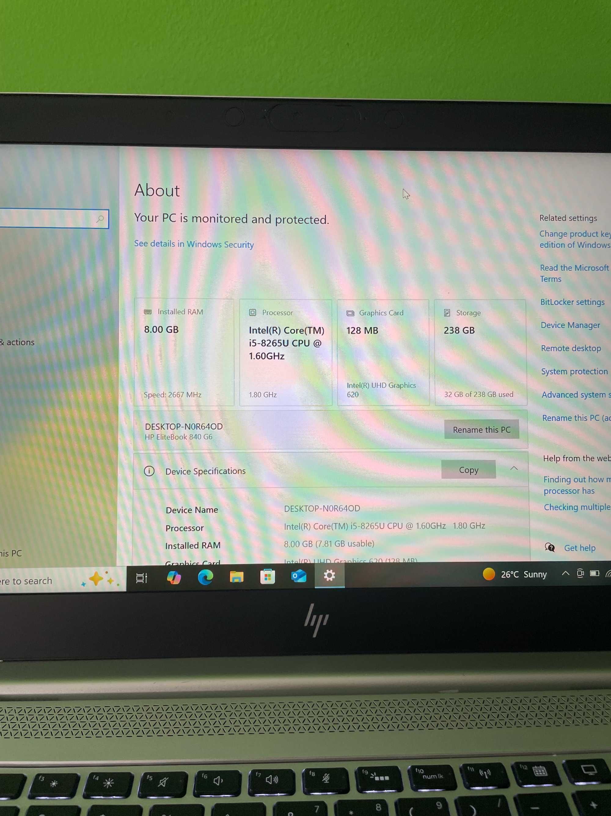 HP EliteBook G6 - 14''IPS FHD, i5-8265U, 8GB RAM, 256GB NVMe PCle SSD