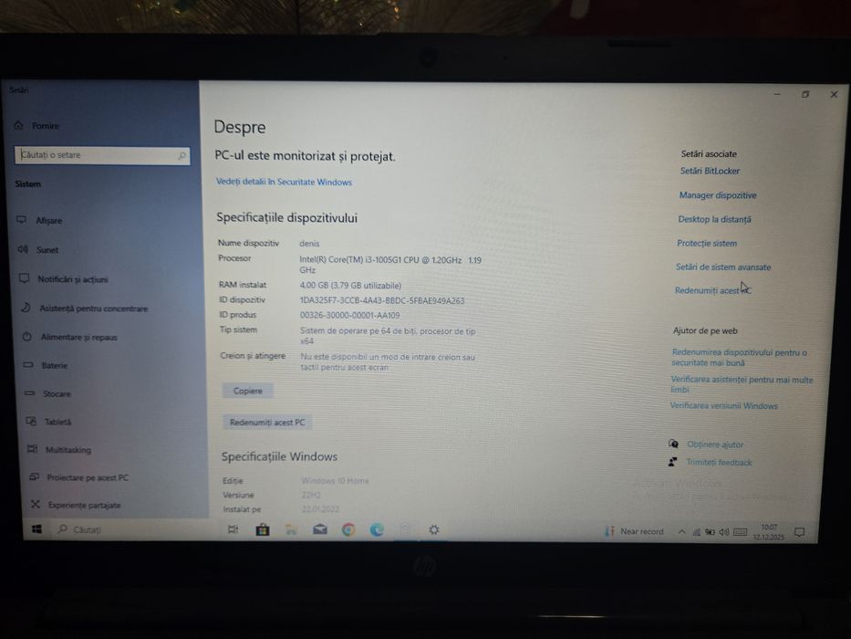 Latop HP intel Core I3-1005G1